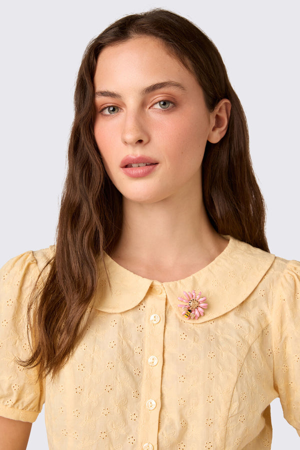 Princess Highway - Flower & Bee Brooch - pink