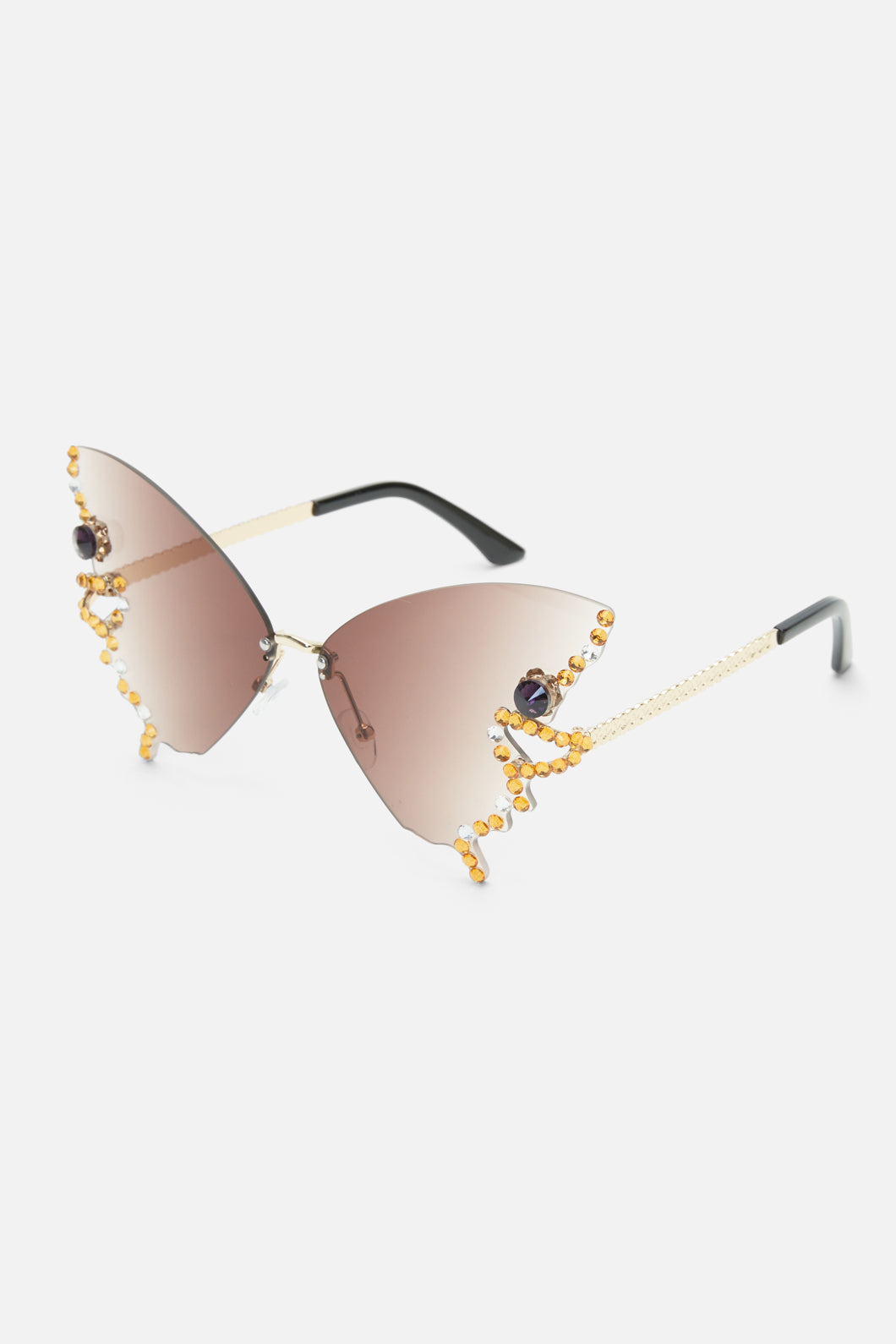 Princess Highway - Choc Butterfly Sparkle Sunglasses - chocolate