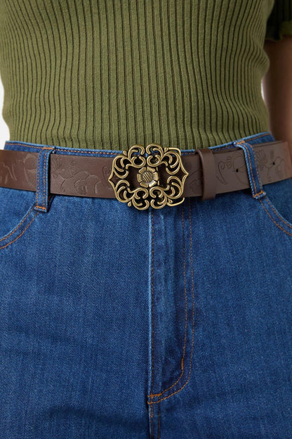 Princess Highway - Ornate Floral Belt - chocolate