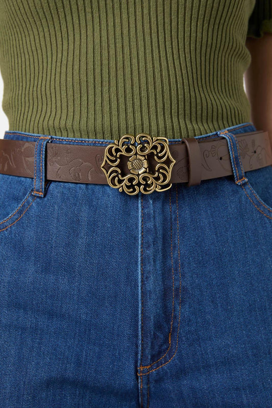 Princess Highway - Ornate Floral Belt - chocolate