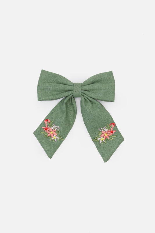 Princess Highway - Flower Bow Hair Clip - green
