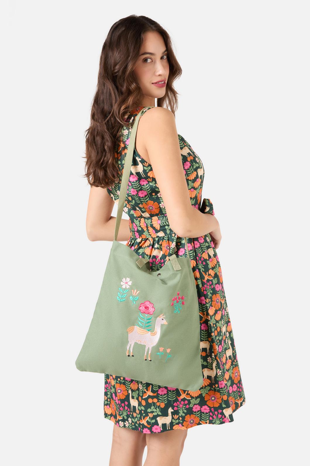 Princess Highway - Llama Canvas Tote - olive