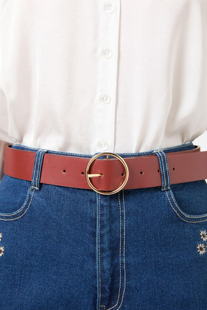 Princess Highway - Dark Red Circle Buckle Belt - dark-red