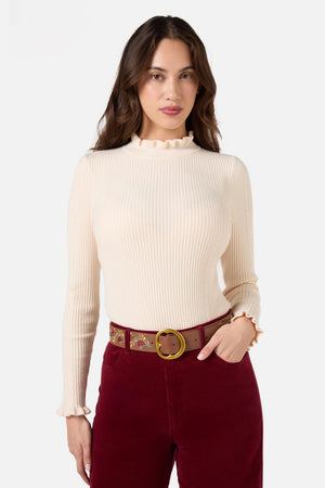 Princess Highway - Floral Embroidered Belt - tan