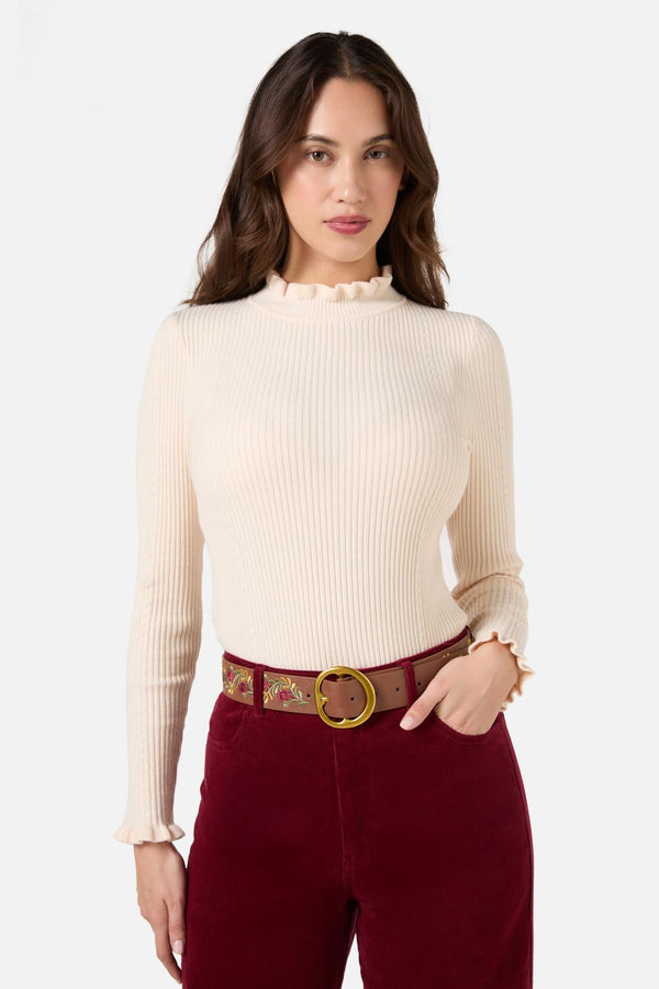 Princess Highway - Floral Embroidered Belt - tan