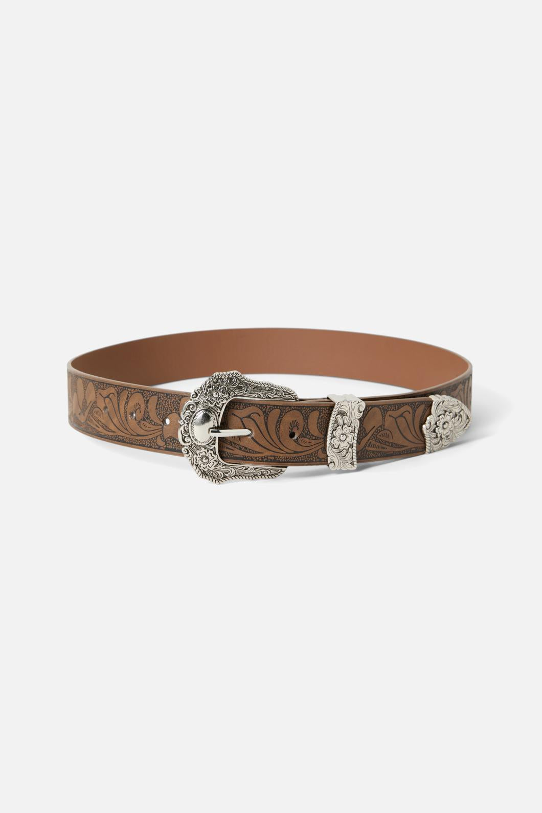 Princess Highway - Embossed Buckle Belt - tan