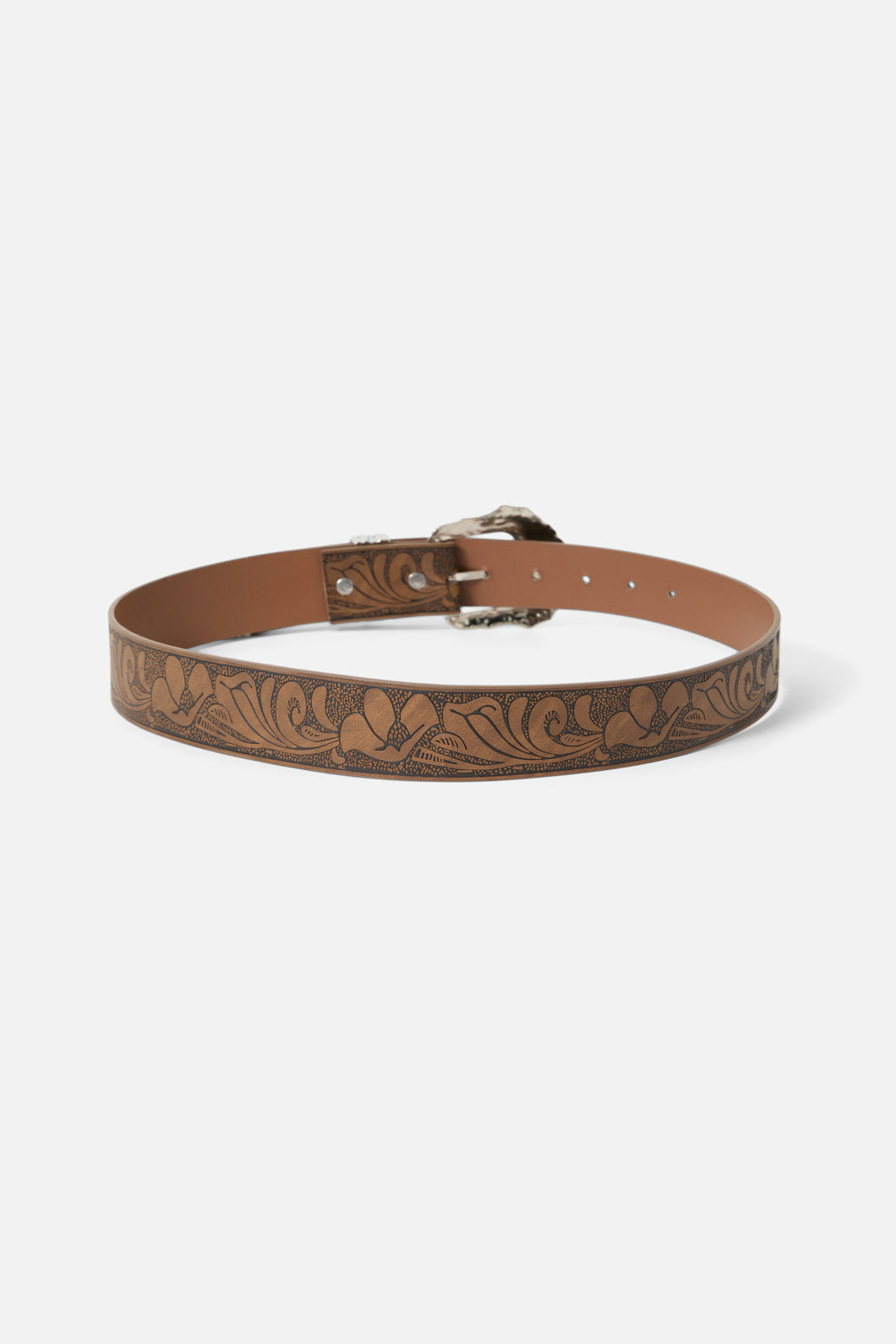 Princess Highway - Embossed Buckle Belt - tan