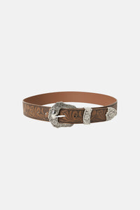 Princess Highway - Embossed Buckle Belt - tan