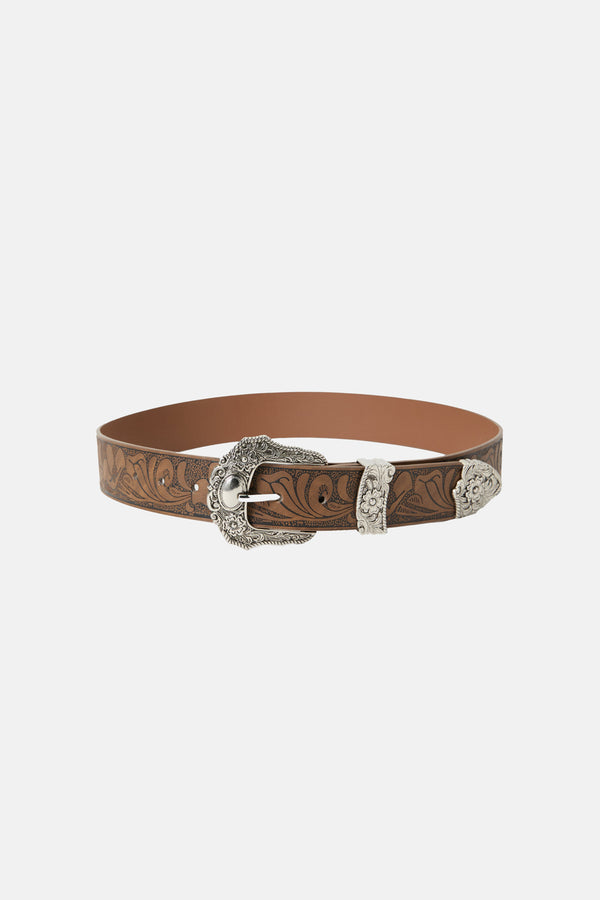 Princess Highway - Embossed Buckle Belt - tan