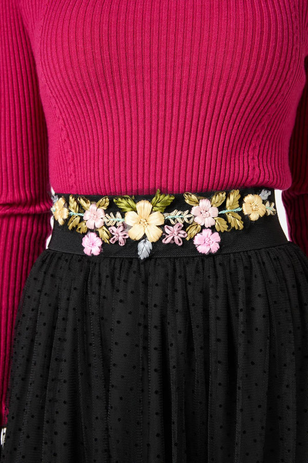 Princess Highway - Embroidered Waist Belt - black