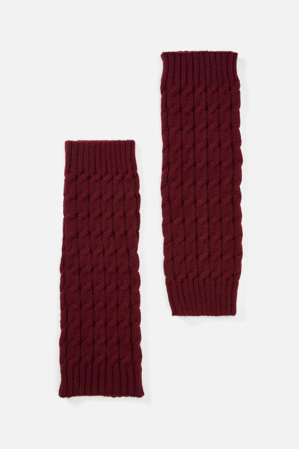 Princess Highway - Dark Red Cable Leg Warmers - dark-red