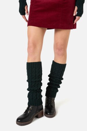 Princess Highway - Dark Teal Cable Leg Warmers - dark-teal