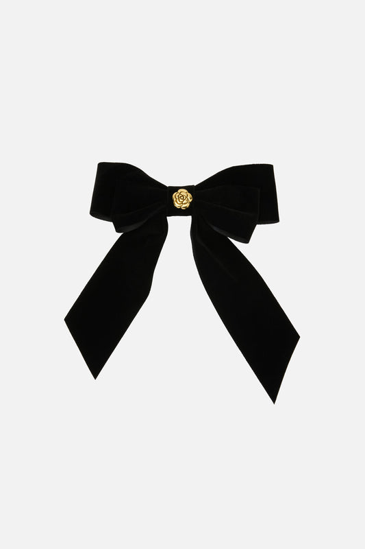 Princess Highway - Velvet Flower Barrette Clip - black