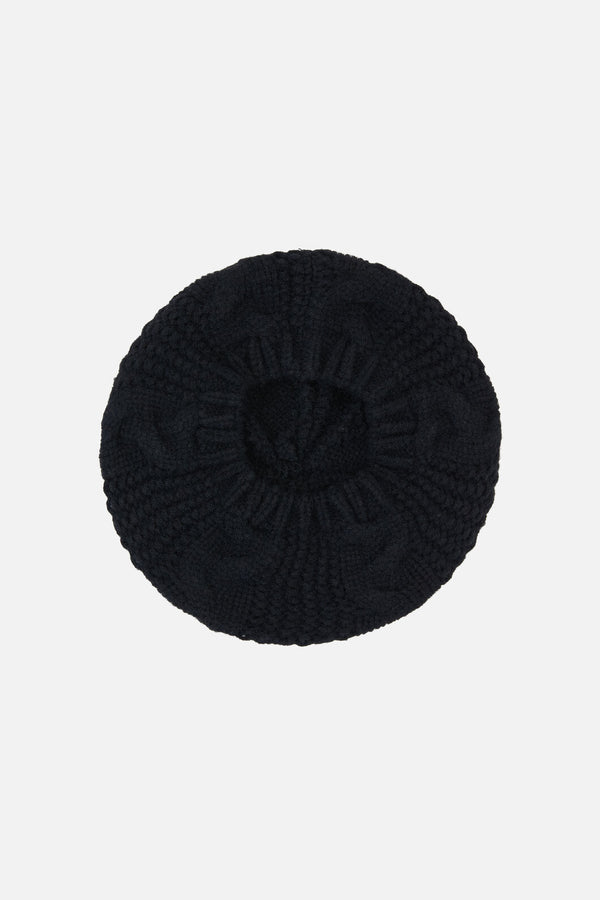 Princess Highway - Black Cable Knit Beret - black