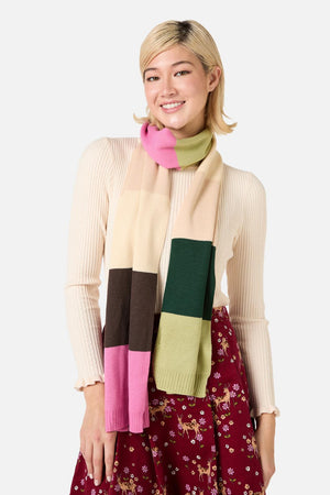 Princess Highway - Pink Striped Knit Scarf - pink