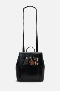 Princess Highway - Squirrel Embroidered Backpack - black