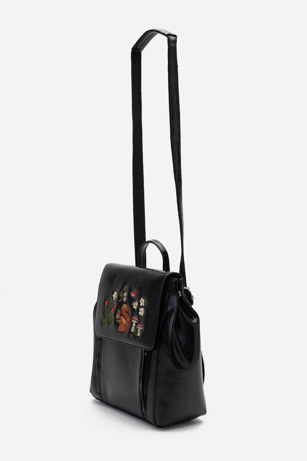 Princess Highway - Squirrel Embroidered Backpack - black