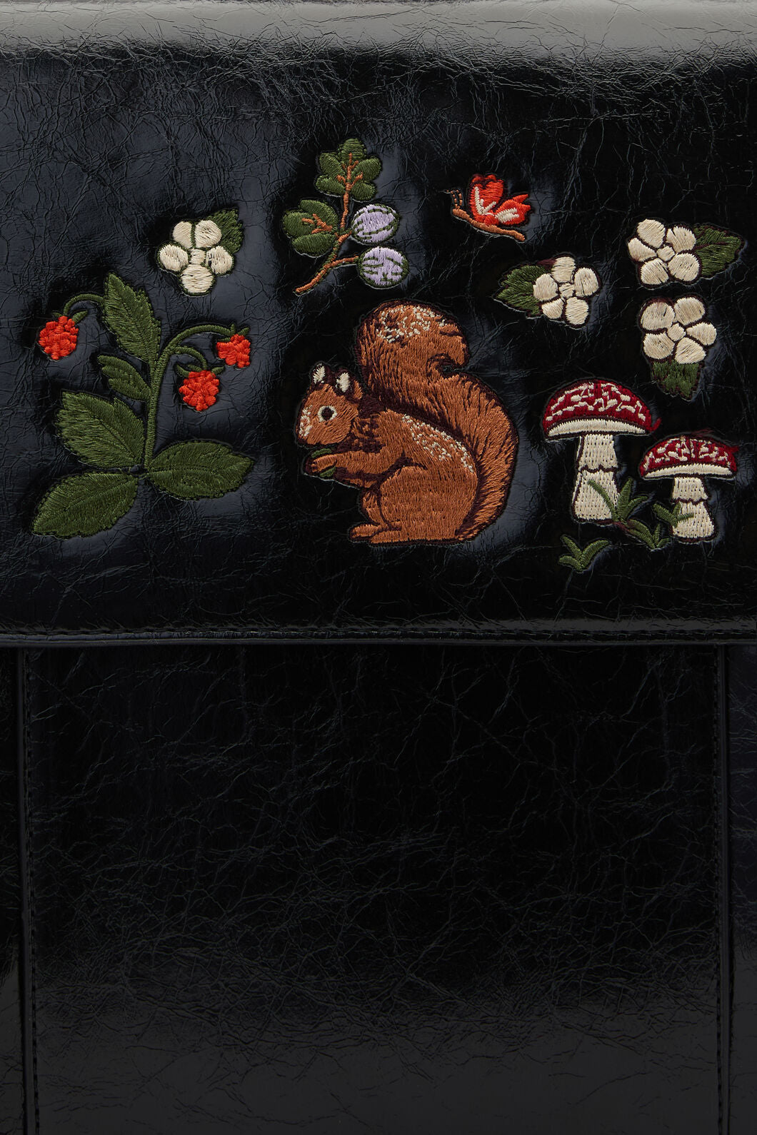 Princess Highway - Squirrel Embroidered Backpack - black