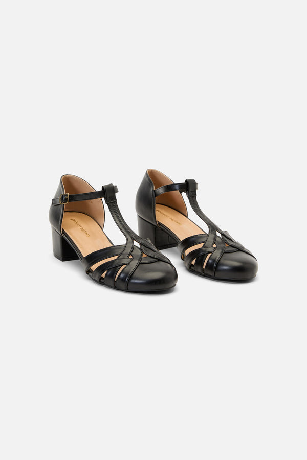 Princess Highway - Black Vintage Strap Heel - black