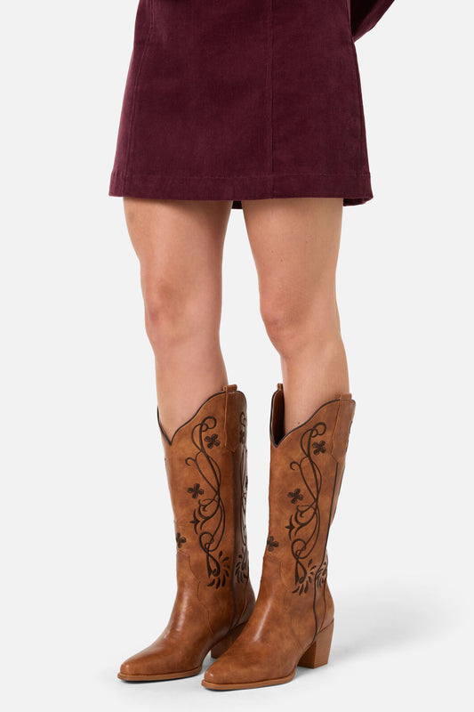 Princess Highway - Embroidered Western Boot - tan