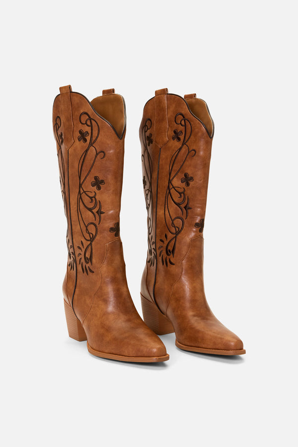 Princess Highway - Embroidered Western Boot - tan