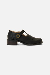 Princess Highway - Black T Bar Brogue Shoe - black