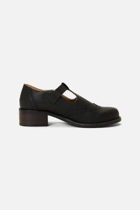Princess Highway - Black T Bar Brogue Shoe - black