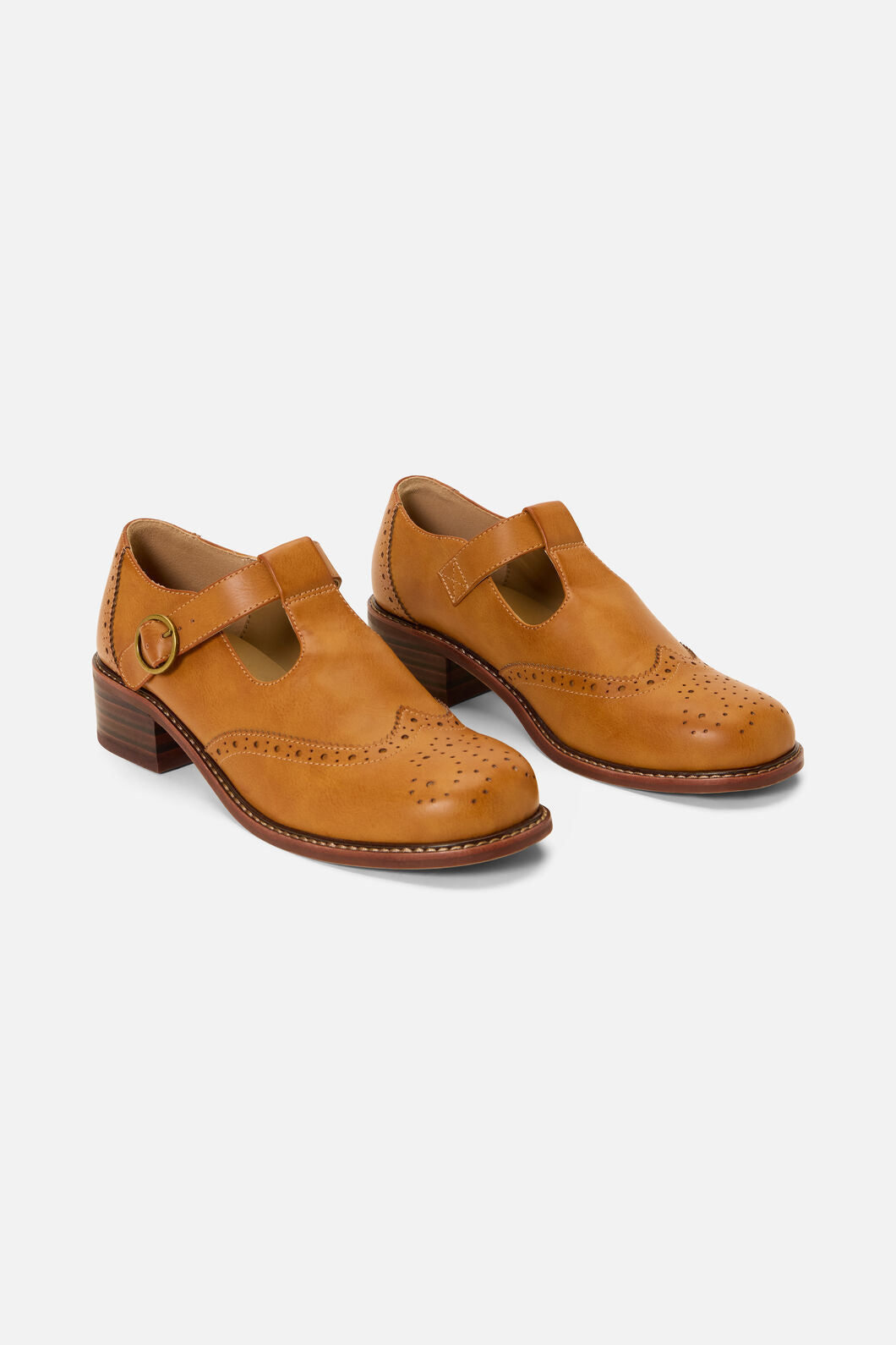 Princess Highway - Tan T Bar Brogue Shoe - tan