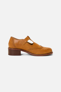 Princess Highway - Tan T Bar Brogue Shoe - tan