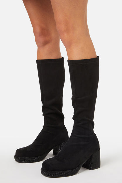Princess Highway - Glitter Sole Knee Boot - black