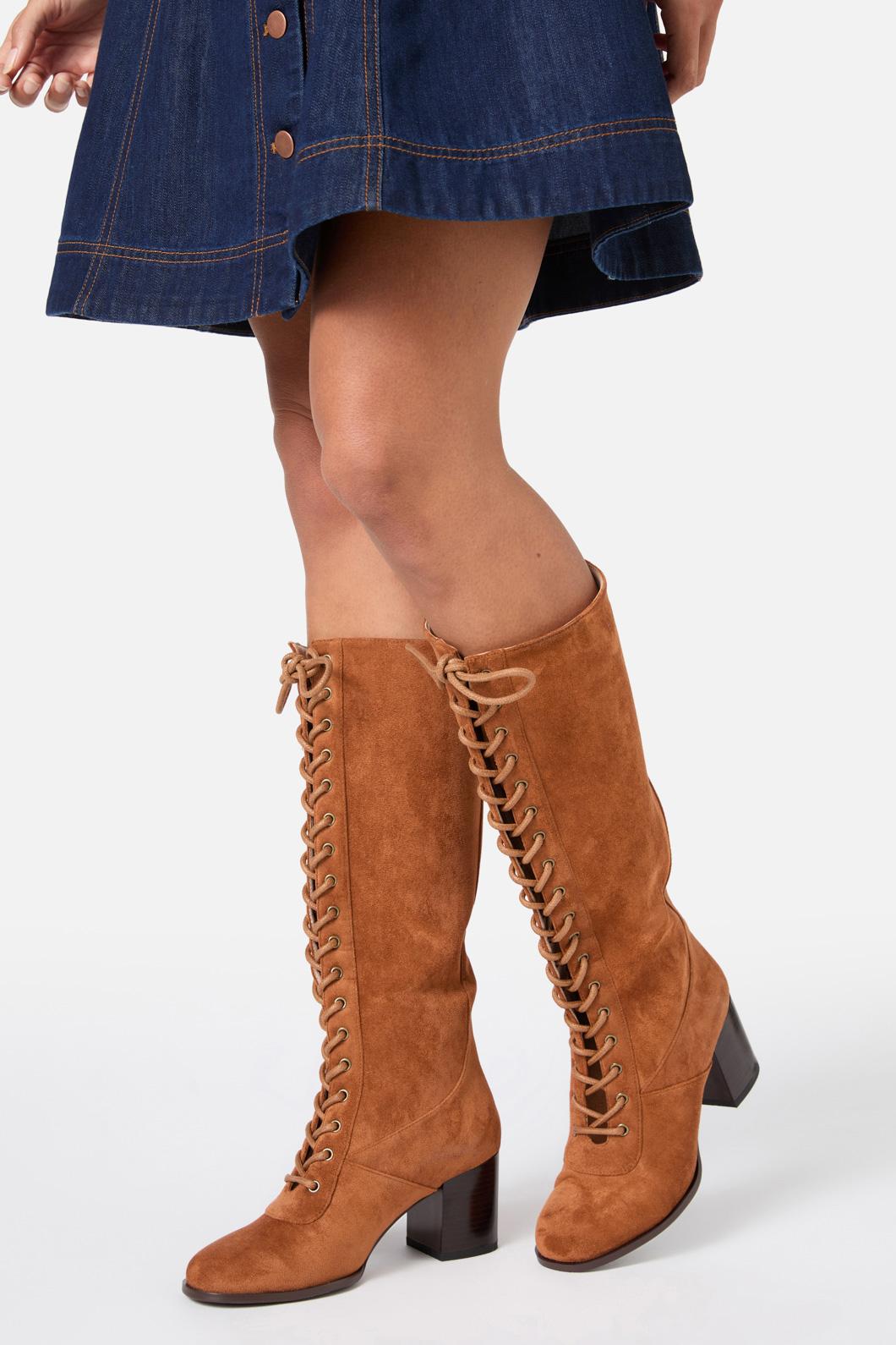 Princess Highway - Tan Lace Up Knee High Boot - tan