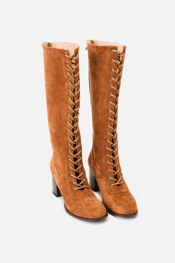 Princess Highway - Tan Lace Up Knee High Boot - tan