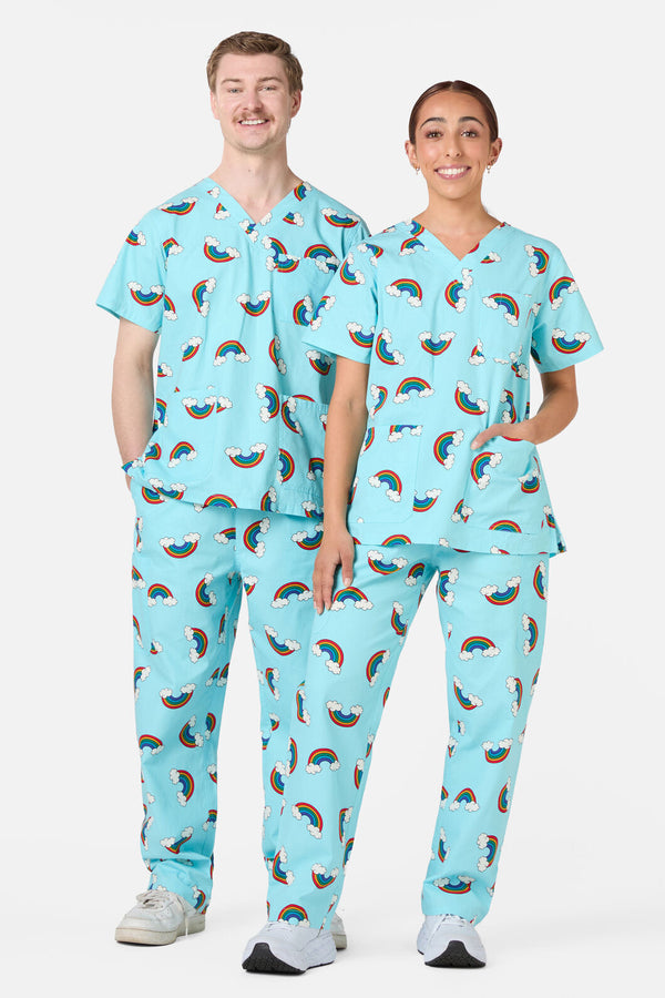 Scrubs With Love - Over The Rainbow Scrub Set - blue