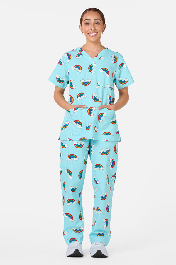 Scrubs With Love - Over The Rainbow Scrub Set - blue