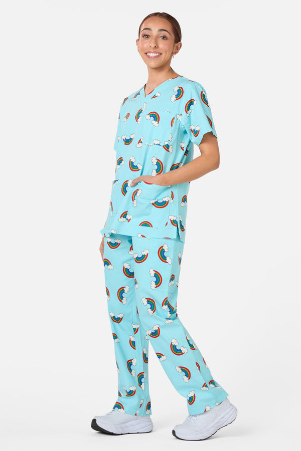 Scrubs With Love - Over The Rainbow Scrub Set - blue