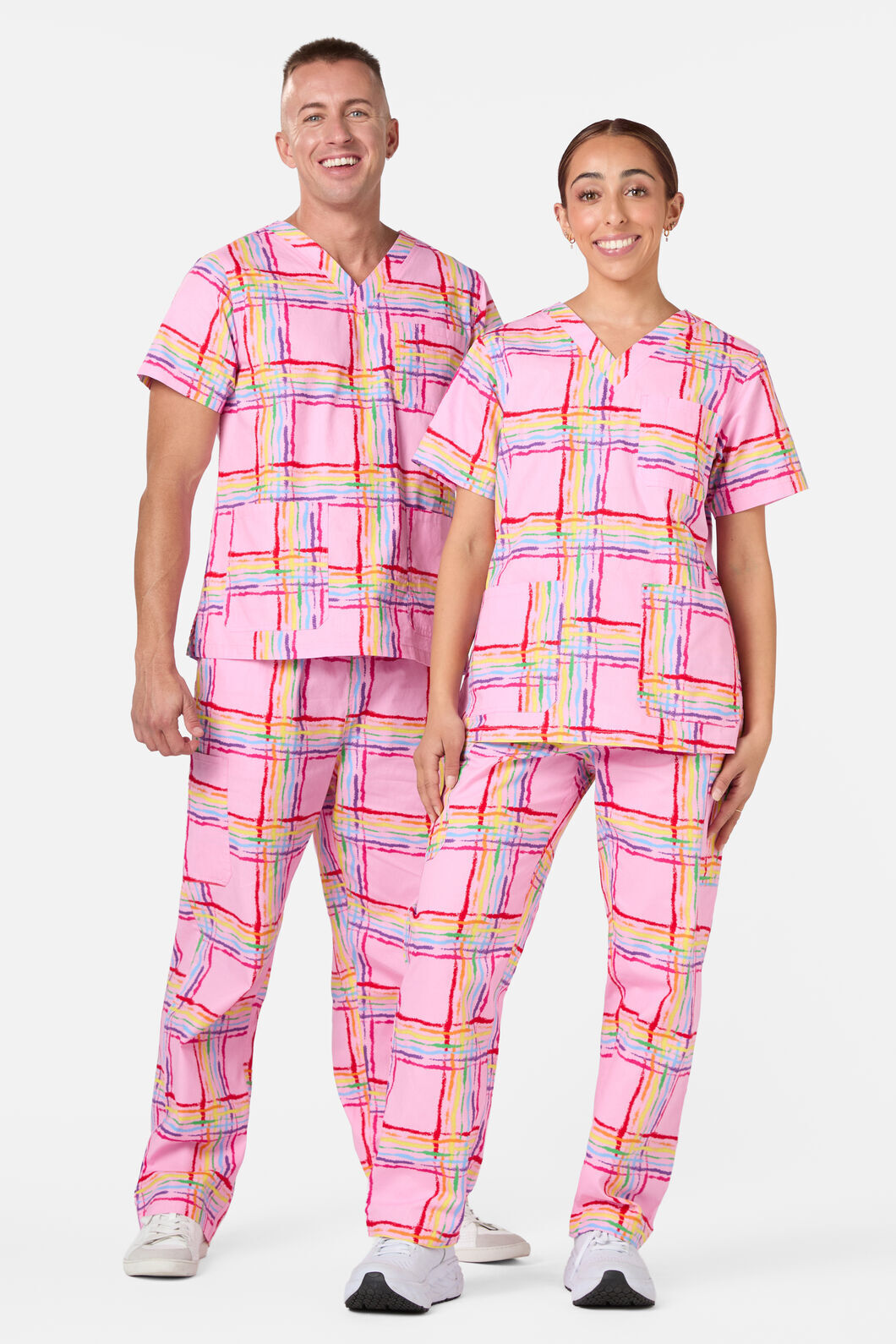Scrubs With Love - Pink Tartan Scrub Set - pink
