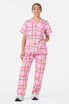 Scrubs With Love - Pink Tartan Scrub Set - pink