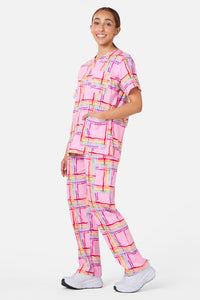 Scrubs With Love - Pink Tartan Scrub Set - pink
