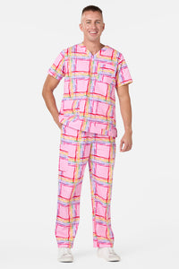 Scrubs With Love - Pink Tartan Scrub Set - pink