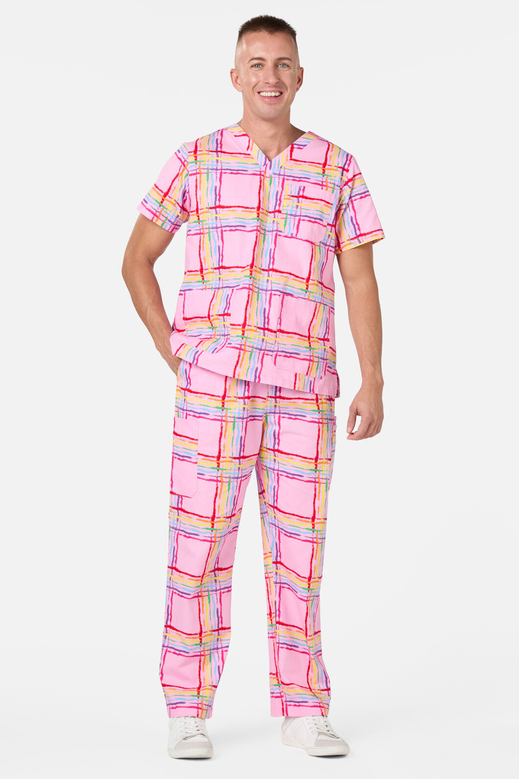 Scrubs With Love - Pink Tartan Scrub Set - pink