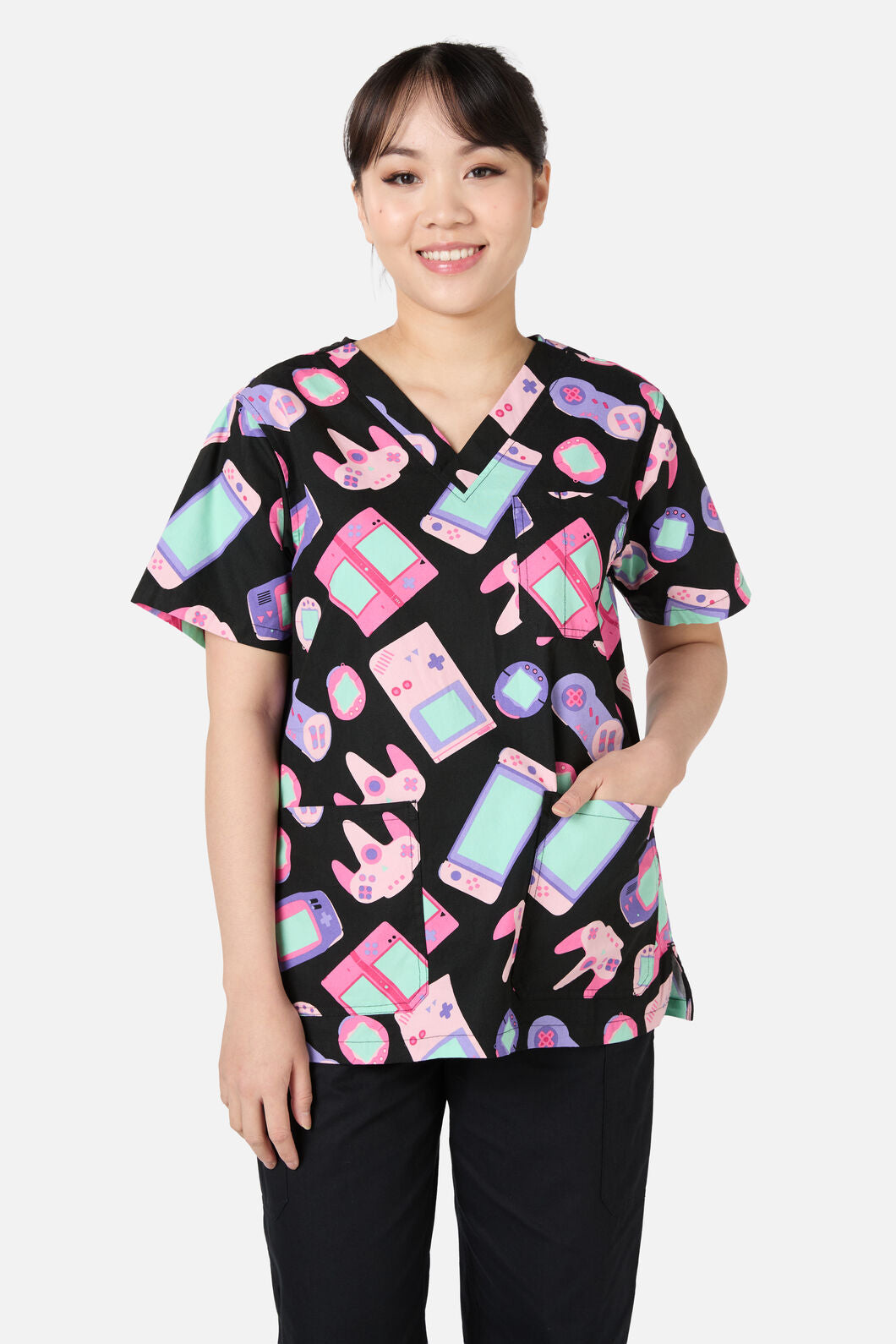 Scrubs With Love - Tech Head Top & Pant Scrub Set - black