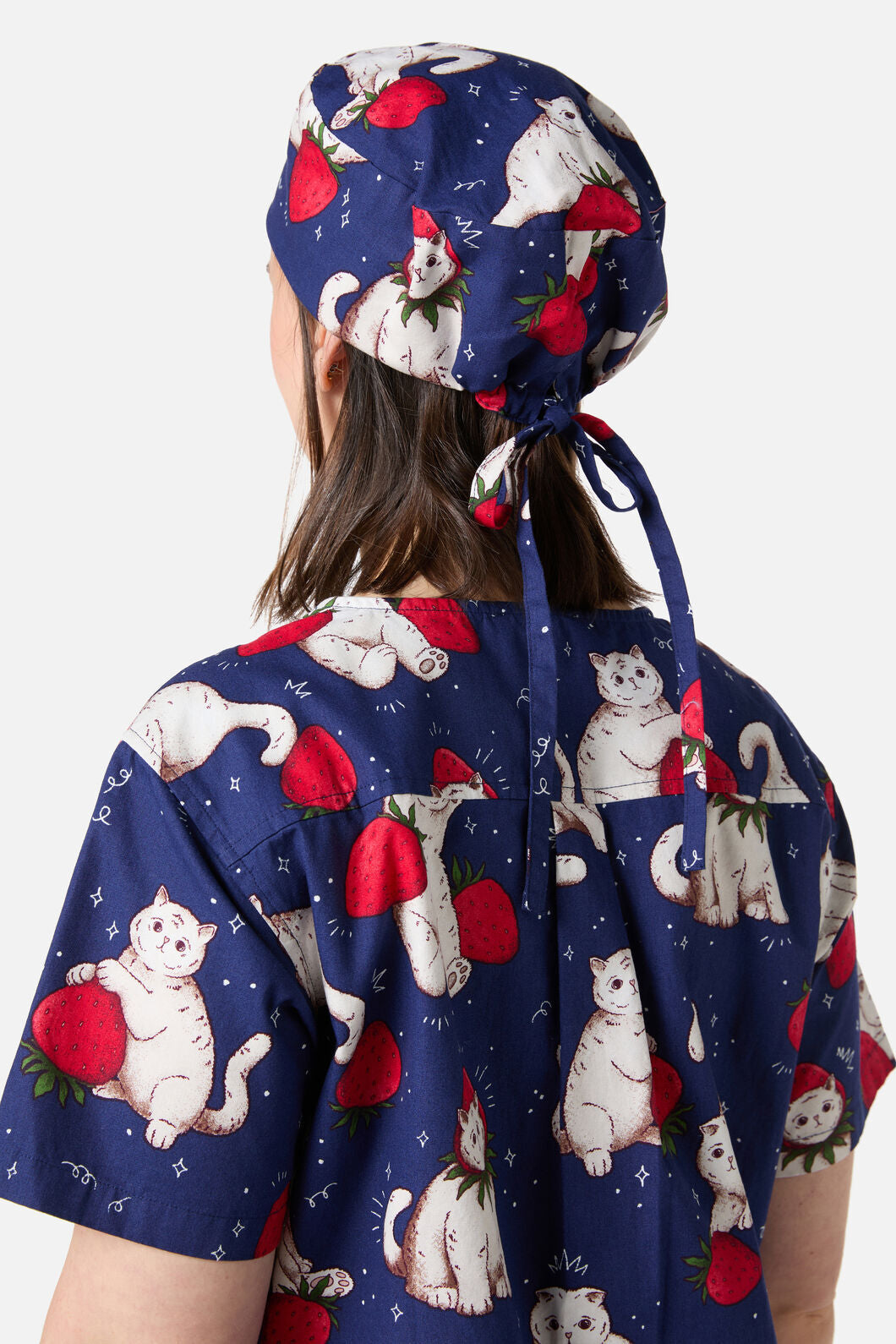 Scrubs With Love - Strawberry Cats Scrub Hat - navy