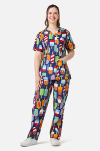 Scrubs With Love - Summer Treats Scrub Set - navy