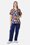 Scrubs With Love - Summer Treats Top & Pant Scrub Set - navy