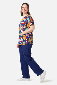 Scrubs With Love - Summer Treats Top & Pant Scrub Set - navy