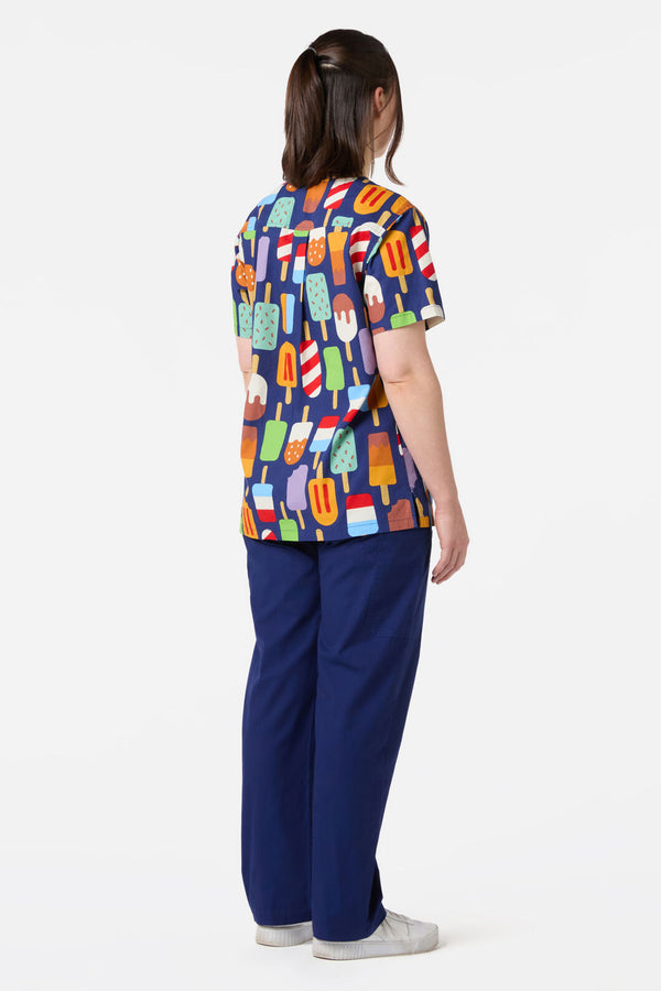 Scrubs With Love - Summer Treats Top & Pant Scrub Set - navy