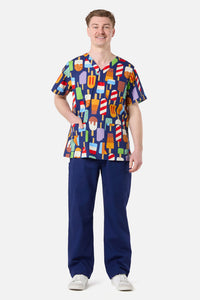 Scrubs With Love - Summer Treats Top & Pant Scrub Set - navy