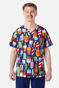 Scrubs With Love - Summer Treats Top & Pant Scrub Set - navy