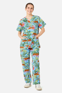 Scrubs With Love - Tiger Pool Scrub set - blue