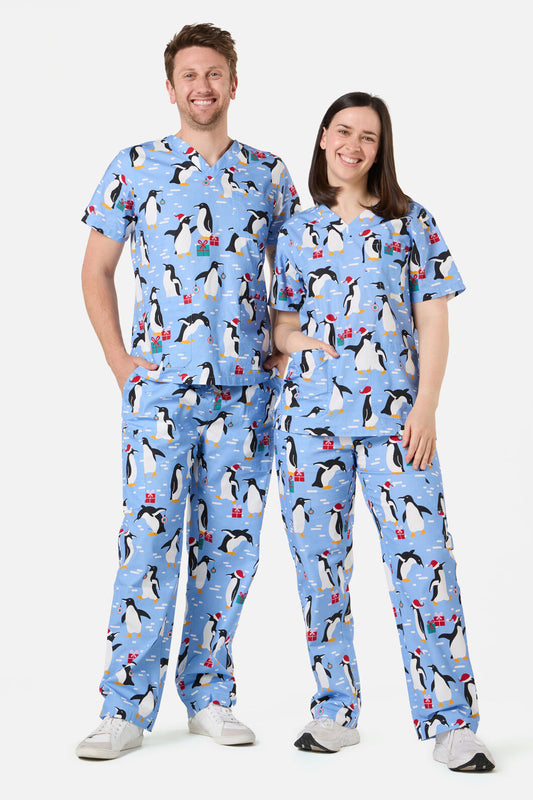 Scrubs With Love - NORTH POLE SCRUB SET - blue